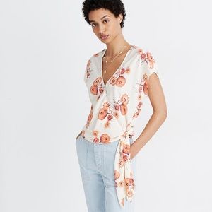 NWT Madewell Sash-Tie Wrap Top in Dutch Dandelions